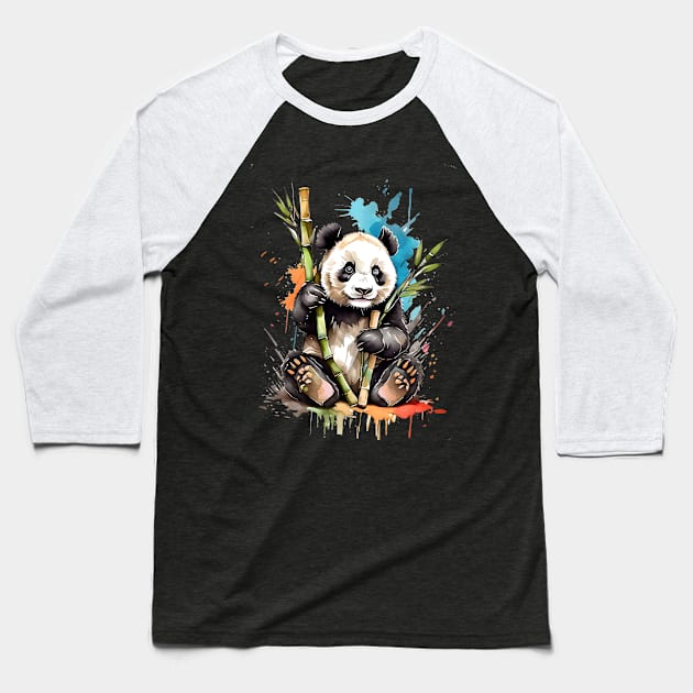 Artistic Panda Portrait V3 Baseball T-Shirt by Peter Awax